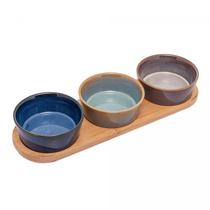 Conj 3 petisqueiras 2675 c/ bandeja bambu 32x9,5cm lyor design Conj 3 petisqueiras 2675 c/ bandeja bambu 32x9,5cm lyor design