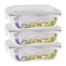 Conj. 3 Potes Vidro Retangular Mantimentos 640ml Conj. 3 Potes Vidro Retangular Mantimentos 640ml