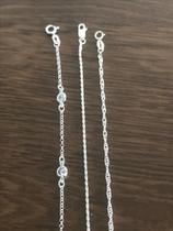 Conj. 3 Pulseira Prata 925 Ponto Luz Cordão Baiano Singapur Conj. 3 Pulseira Prata 925 Ponto Luz Cordão Baiano Singapur