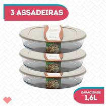 Conj 3 Travessas Refratário Com Tampa 1,6L Oval Vidro Conj 3 Travessas Refratário Com Tampa 1,6L Oval Vidro