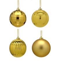 Conj 37 bolas natalinas sortidas douradas - 7,5cm