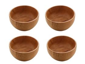 Conj 4 Bowl Bambu Natural Molheira Servir Molhos Mesa Posta