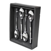 Conj 4 Colheres Aço Inoxidável Bambu 13,5cm Linha Índia BTC