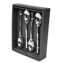 Conj 4 Colheres Aço Inoxidável Bambu 13,5cm Linha Índia BTC
