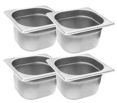 CONJ 4 CUBAS Gastronômicas Em INOX GN 1/6x100 mm 1,5 Litros Sem TAMPA SB
