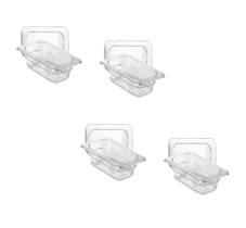CONJ 4 CUBAS Gastronômicas Em POLICARBONATO GN 1/9X65 mm + 4 TAMPAS 1/6 Em POLI Sem ABERTURA CAMBRO