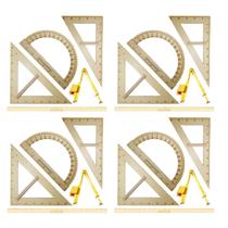 CONJ 4 Kits Geométricos do Professor Mdf Com 4 Réguas 60 cm, 4 Compasso Para Quadro Branco, 4 Esquadro 30/60 Graus, 4 Esquadro 45 Graus e 4 Transferid