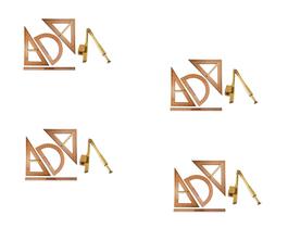 CONJ 4 Kits Geométricos do Professor Mdf Com 4 Réguas 60 cm, 4 Compasso Para Quadro Branco, 4 Esquadro 30/60 Graus, 4 Esquadro 45 Graus e 4 Transferid