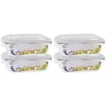 Conj. 4 Potes Vidro Retangular Mantimentos 640ml Conj. 4 Potes Vidro Retangular Mantimentos 640ml