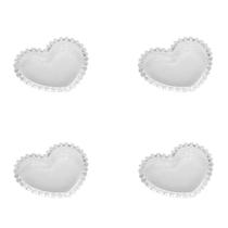 Conj 4 Pratos Pequenos Cristal Pearl Coração 12 cm - Wolff