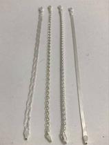 Conj. 4 Pulseira Prata 925 Pipoca Fio Elo 3 Fios