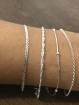 Conj. 4 Pulseiras Prata Legítima 925 Bola Torcida Elo