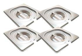 CONJ 4 TAMPAS 1/6 Em INOX Com ABERTURA Para Colher Para CUBAS Em INOX 1/6 ZAHAV