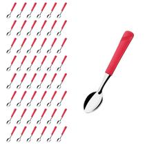 Conj 48 Colher de Chá Linha Luna Vermelho Aço Inox Buffet