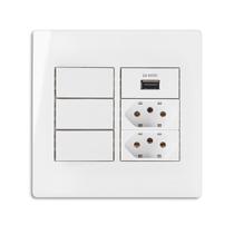 Conj 4x4 3 Int Simples + 1 USB 2A + 2 TOM 10A Infiniti Conj 4x4 3 Int Simples + 1 USB 2A + 2 TOM 10A Infiniti