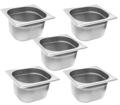 CONJ 5 CUBAS Gastronômicas Em INOX GN 1/6x100 mm 1,5 Litros ZAHAV