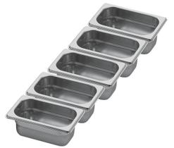 CONJ 5 CUBAS Gastronômicas Em INOX GN 1/9x65 mm 590 ml Sem TAMPA ZAHAV