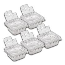 CONJ 5 CUBAS Gastronômicas Em POLICARBONATO 1/6X65 900 ml + 5 TAMPAS POLI FLIP DOBRADIÇA e ABERTURA Para COLHER SB CONJ 5 CUBAS Gastronômicas Em POLICARBONATO 1/6X65 900 ml + 5 TAMPAS POLI FLIP DOBRADIÇA e ABERTURA Para COLHER SB