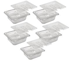 CONJ 5 CUBAS Gastronômicas Em Policarbonato GN 1/6X65 mm 1 Litro + 5 TAMPAS 1/6 Em POLI Com ABERTURA Para Colher CAMBRO CONJ 5 CUBAS Gastronômicas Em Policarbonato GN 1/6X65 mm 1 Litro + 5 TAMPAS 1/6 Em POLI Com ABERTURA Para Colher CAMBRO