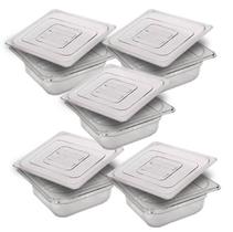 CONJ 5 CUBAS Gastronômicas Em POLICARBONATO GN 1/6X65 mm 900/1000 ml + 5 TAMPAS 1/6 Em POLI Sem ABERTURA CAMBRO