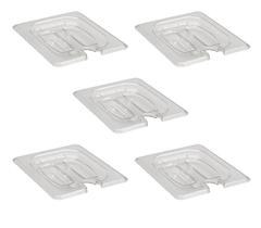 CONJ 5 TAMPAS 1/6 Em POLICARBONATO COM Ranhura Abertura Para Colher Para Cubas POLI CAMBRO