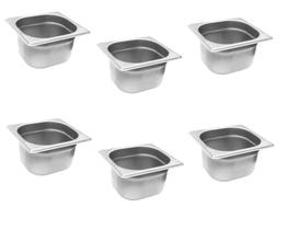 CONJ 6 CUBAS Gastronômicas Em INOX GN 1/6x100 mm 1,5 Litros Sem TAMPA SB CONJ 6 CUBAS Gastronômicas Em INOX GN 1/6x100 mm 1,5 Litros Sem TAMPA SB
