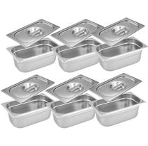 CONJ 6 CUBAS Gastronômicas Em INOX GN 1/9x65 mm 590 ml + 6 TAMPAS 1/9 Em INOX Sem ABERTURA ZAHAV CONJ 6 CUBAS Gastronômicas Em INOX GN 1/9x65 mm 590 ml + 6 TAMPAS 1/9 Em INOX Sem ABERTURA ZAHAV