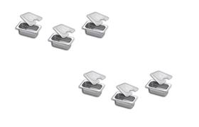 CONJ 6 CUBAS Gastronômicas Em INOX GN 1/9x65 mm 590 ml + 6 TAMPAS Em POLI Com ABERTURA Para Colher ZAHAV CAMBRO CONJ 6 CUBAS Gastronômicas Em INOX GN 1/9x65 mm 590 ml + 6 TAMPAS Em POLI Com ABERTURA Para Colher ZAHAV CAMBRO