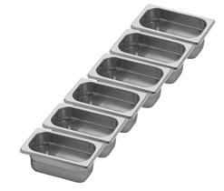 CONJ 6 CUBAS Gastronômicas Em INOX GN 1/9x65 mm 590 ml Sem TAMPAS ZAHAV