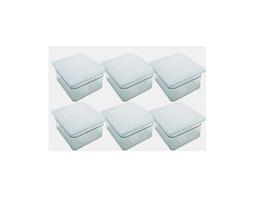 CONJ 6 CUBAS Gastronômicas Em Policarbonato GN 1/6X100 mm 1,5 Litros + 6 TAMPAS 1/6 Em Polipropileno Vedante CAMBRO