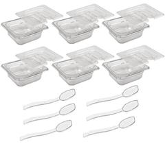 CONJ 6 CUBAS Gastronômicas Em POLICARBONATO GN 1/6X65 mm 1 L + 6 TAMPAS POLI COM ABERTURA SB + 6 COLHERES POLI 20 cm SB CONJ 6 CUBAS Gastronômicas Em POLICARBONATO GN 1/6X65 mm 1 L + 6 TAMPAS POLI COM ABERTURA SB + 6 COLHERES POLI 20 cm SB