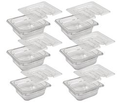 CONJ 6 CUBAS Gastronômicas Em POLICARBONATO GN 1/6X65 mm 900 ml + 6 TAMPAS 1/6 Em POLI Com ABERTURA Para COLHERES CAMBRO CONJ 6 CUBAS Gastronômicas Em POLICARBONATO GN 1/6X65 mm 900 ml + 6 TAMPAS 1/6 Em POLI Com ABERTURA Para COLHERES CAMBRO