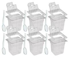 CONJ 6 Cubas Gastronômicas Poli 1/6X150 2,2 L Transparente +Tampa Dobradiça Abertura CAMBRO + Colher 20,5 cm CONJ 6 Cubas Gastronômicas Poli 1/6X150 2,2 L Transparente +Tampa Dobradiça Abertura CAMBRO + Colher 20,5 cm
