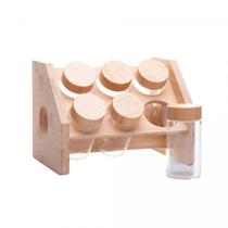 Conj 6 porta temperos 20697 vidro 120ml suporte bambu rojemac Conj 6 porta temperos 20697 vidro 120ml suporte bambu rojemac