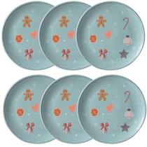 Conj 6 prato sobremessa ceramica doce magia natal 20cm porto