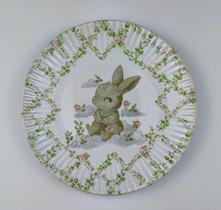 Conj 6 pratos de sobremesa, pascoa, happy rabbit