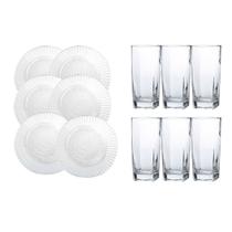 Conj 6 Pratos Primavera Fundos 6 Copos Bali Transparente