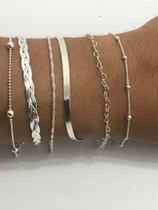 Conj. 6 Pulseiras C/ Extensores Prata Legítima 925