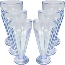 CONJ 6 TAÇA SORVETE MILK SHAKE SOBREMESA ACRÍLICO 400 ml TRANS