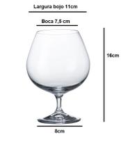 Conj 6 Taças Bohemia Titanium Cristal Conhaque Colibri 690ml