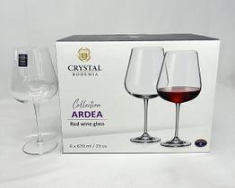 Conj 6 Taças Cristal Ardea Bohemia 670ml vinho tinto Titanium