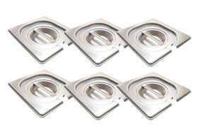 CONJ 6 TAMPAS 1/6 Em INOX Com Abertura Para COLHER Para Cubas Inox 1/6 ZAHAV