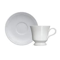 Conj 6 xicara cha cottage branco c/ pires germer Conj 6 xicara cha cottage branco c/ pires germer