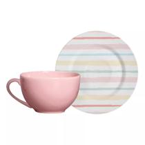 Conj. 6 Xícaras Chá c/ Pires Páscoa 250ml - Branca