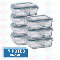 Conj 7 Pote Hermético c/ Divisória 1040ML p/ Airfryer Forno Conj 7 Pote Hermético c/ Divisória 1040ML p/ Airfryer Forno