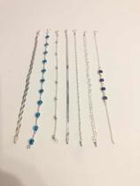 Conj. 7 Pulseiras Prata Legítima 925 Olho Grego Laminada Fio