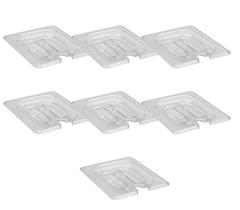 CONJ 7 TAMPAS 1/6 Em POLICARBONATO Com ABERTURA Para Colher Para Cubas Gastronômicas GN 1/6 Em POLI CAMBRO