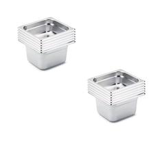 CONJ 8 CUBAS Gastronômicas Em INOX GN 1/6x100 mm 1,5 Litros SEM Tampa SB