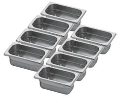 CONJ 8 CUBAS Gastronômicas Em INOX GN 1/9x65 mm 590 ml Sem TAMPA ZAHAV