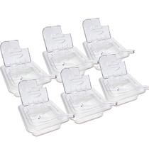 CONJ 8 CUBAS Gastronômicas Em POLICARBONATO GN 1/6X65 mm 900 ml + 8 TAMPAS 1/6 Em POLI Com FLIP, DOBRADIÇA e ABERTURA CAMBRO + 8 COLHERES 21 cm SB